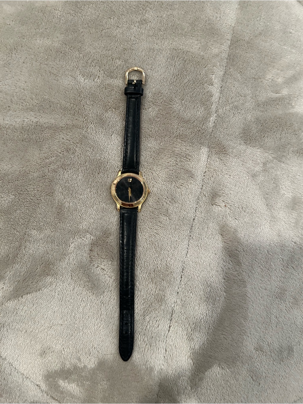 Movado Black Dial Watch With Gold Case
